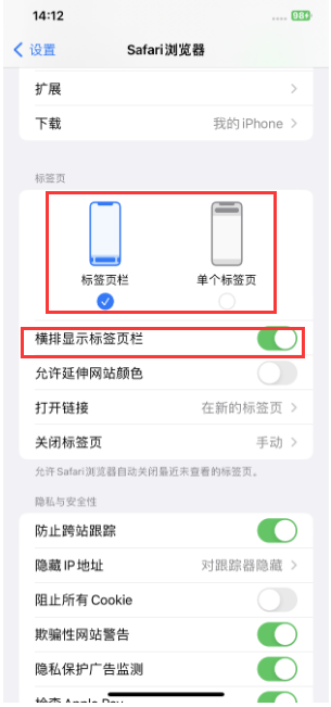 呼玛苹果手机维修分享Safari浏览器如何切换标签栏位置 